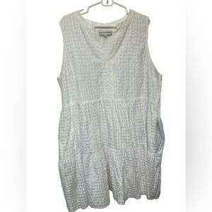 English Factory White Sleeveless V Neck Textured Dress NWOT
